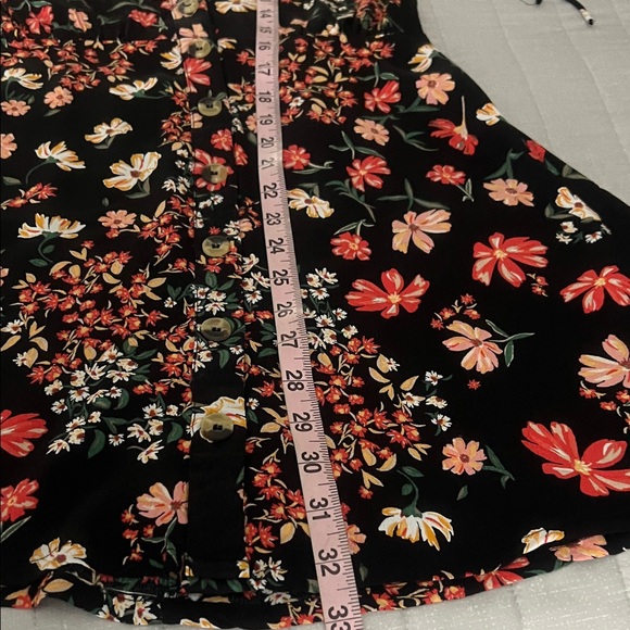 H&M Black Floral Dress open with button at front size 2 - Picture 12 of 16